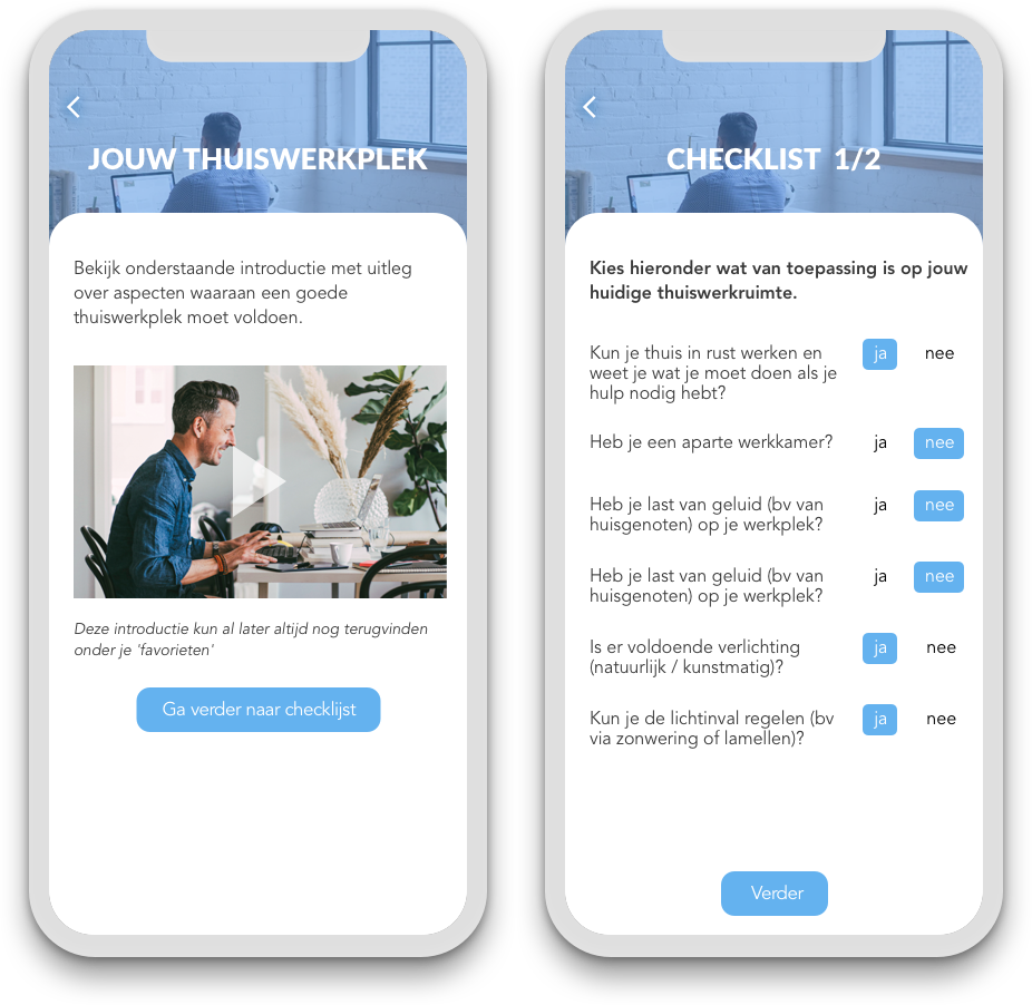 screenshot Hybride-werken App thuiswerken