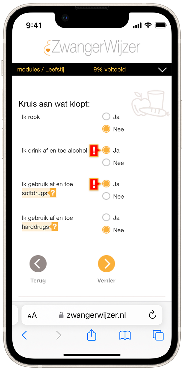 ZwangerWijzer website on mobile device