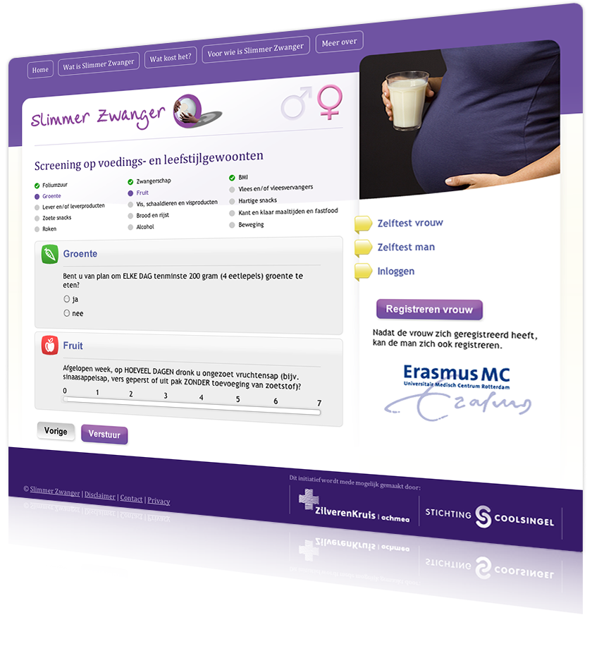 Slimmer Zwanger (old design) website screenshot
